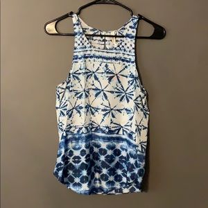 Silky tie die tank with split back detail